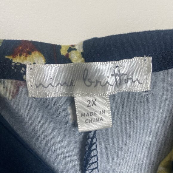 Nine Britton Vivienne Knit Midi Dress Navy Floral Stretch Size 2X Wrap Cottage - Picture 7 of 13